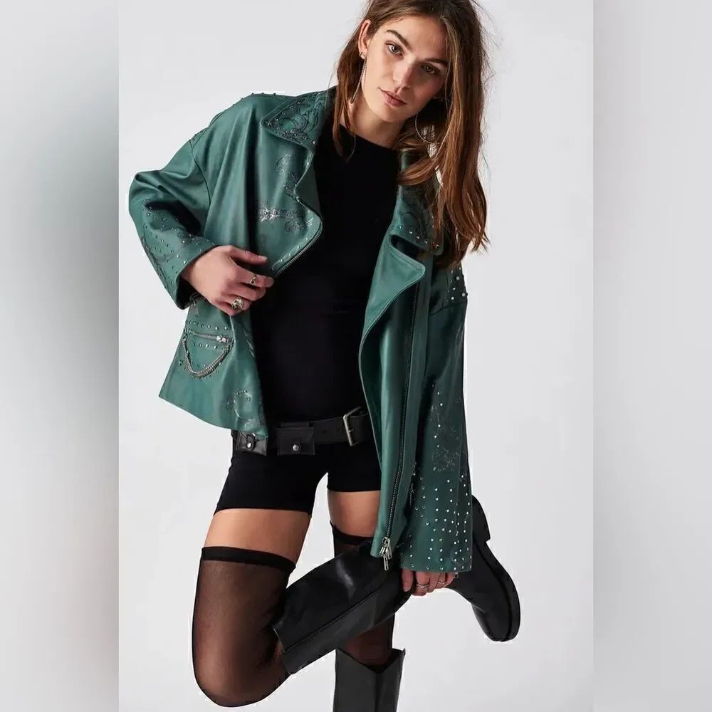 FREE PEOPLE
Nigel Preston Chain Embellished Biker Jacket - Picture 4 of 10